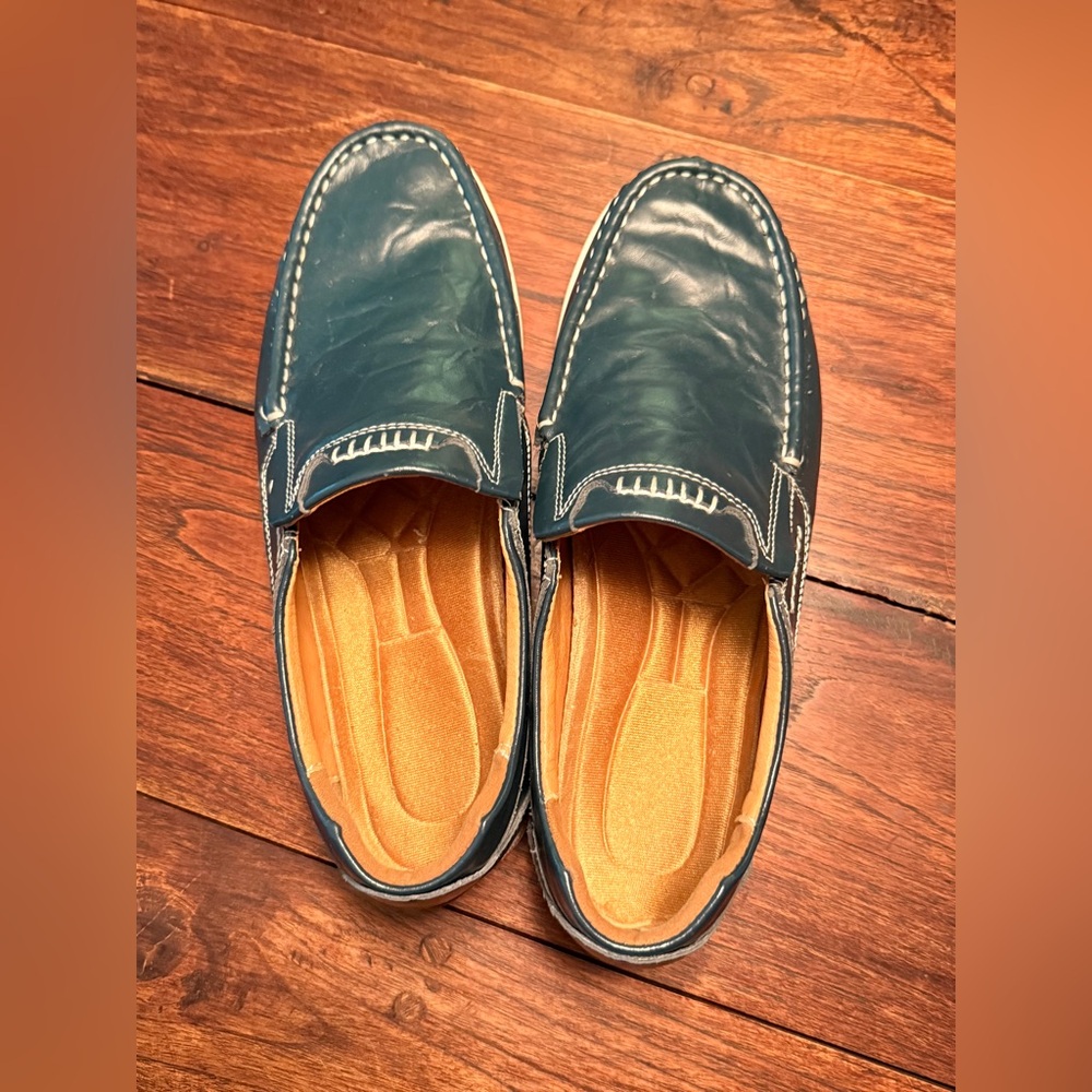 Men's Leather Urban Loafer Nautical Navy Slip on Comfort Driving Shoe Size 9 - Picture 5 of 13